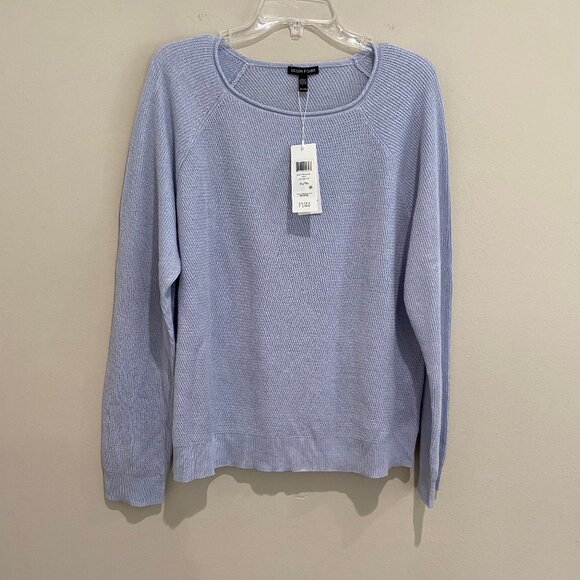 NEW Eileen Fisher Organic Linen & Cotton Sweater *Insky Light Blue* Sz XL - Picture 4 of 15